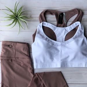 white mesh crossback sports bra